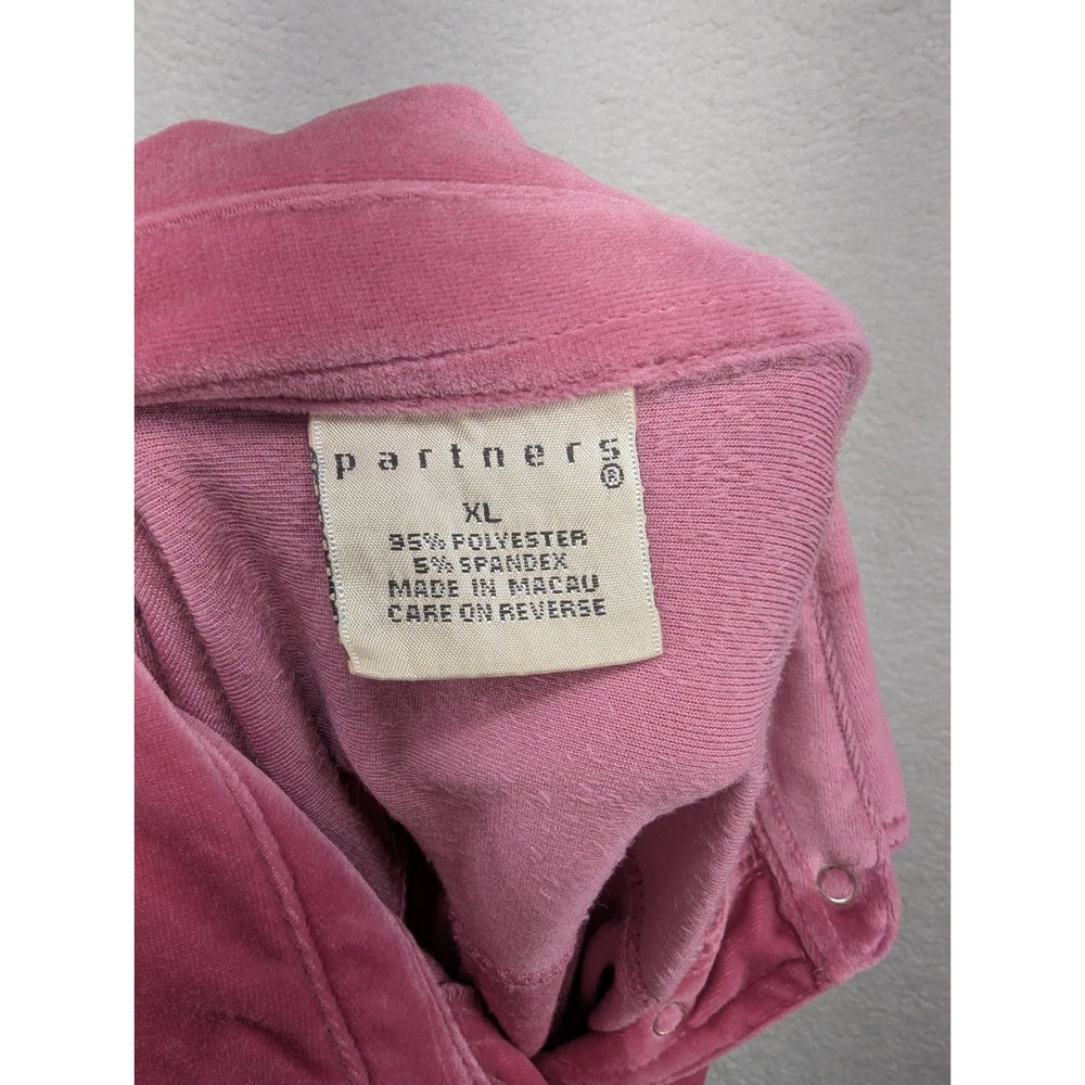 Y2K Partners Women's Pink Velvet Sleepwear Pearl Snap Top XL - Picture 6 of 6